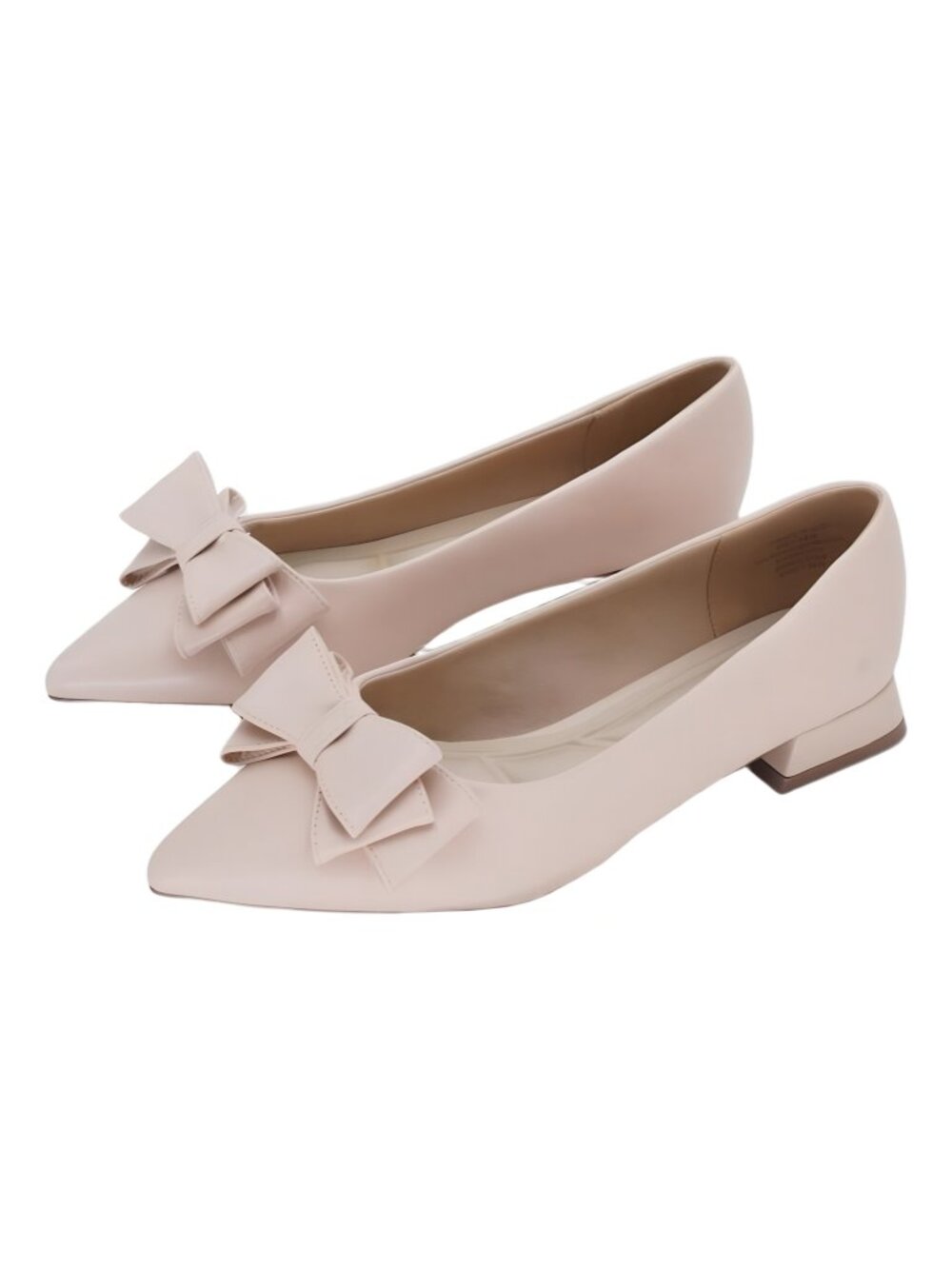 Journee Collection Ophelia Bow Low Block Heel Dress Flats Nude US 7.5W - Picture 2 of 6
